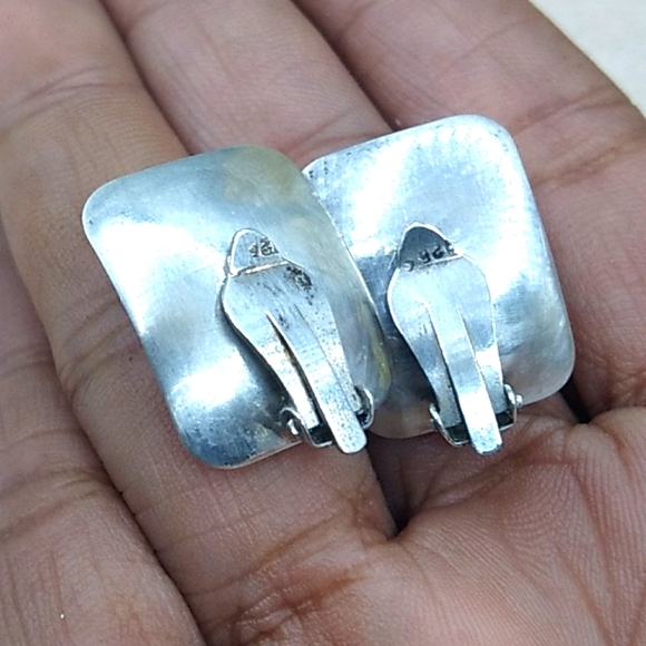 Vintage Sterling Silver Denmark Clip-on  Earrings - Picture 7 of 9